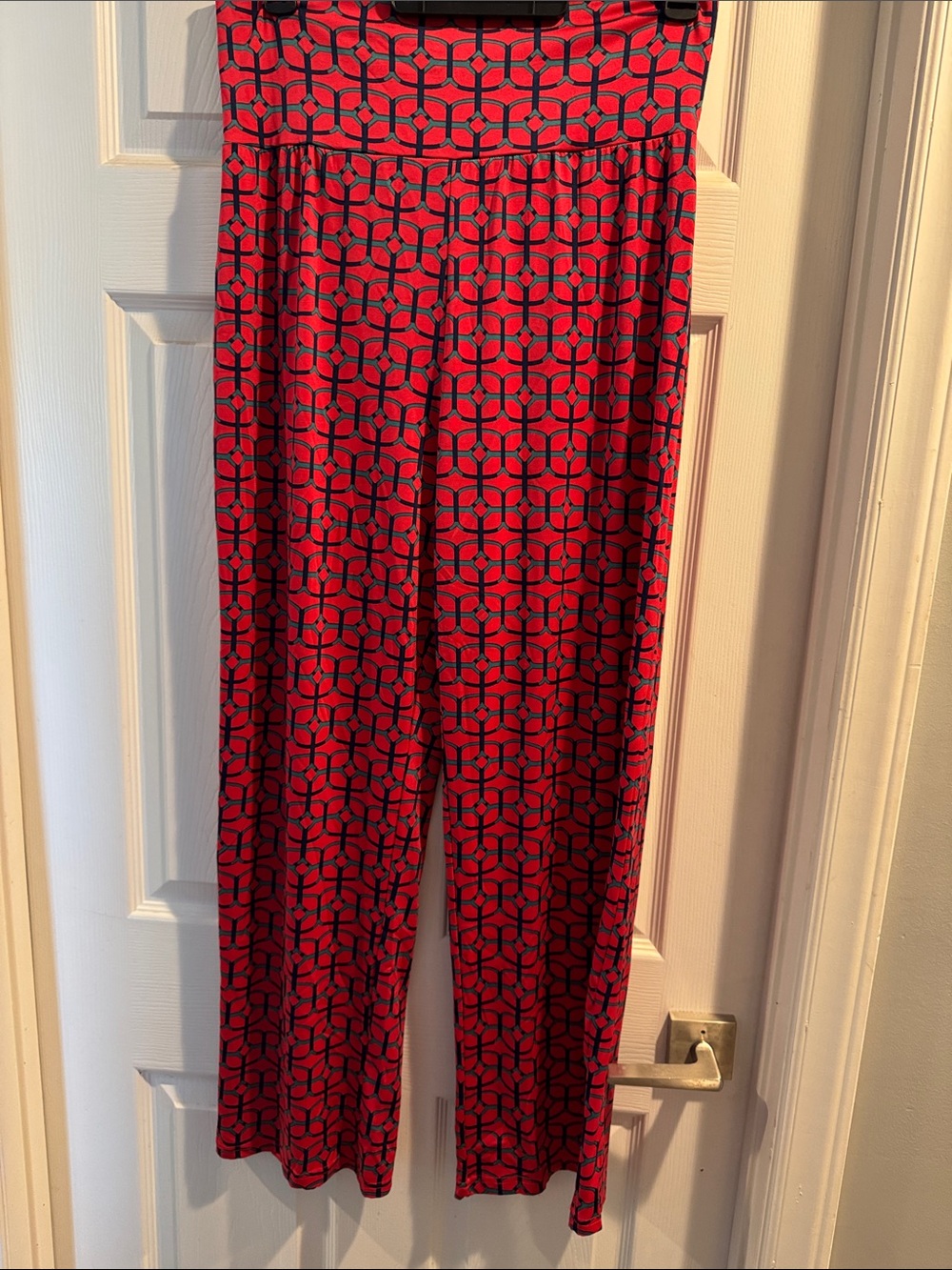 Wide Leg Geometric Print Palazzo Pants in Red